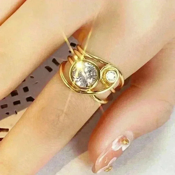 New 18k Gold Over Sterling Silver 2ct Diamond Ring - Picture 2 of 6